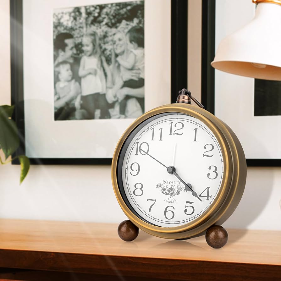 Amazon.com: Maxspace Metal Golden Table Clock, Retro Vintage